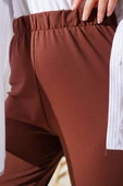 Bel Lastikli Dar Paça Basic Pantolon Kahve thumbnail 4