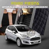 Ford Fiesta Siyah Renk Tay Tüyü Cepli & Terletmez Sırtlı Oto Koltuk Minder Seti - Koltuk Koruma Kılıfı (ÖN & ARKA TAM SET) - 1