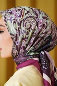 Paisley Desenli Soft Pamuk Eşarp Magenta thumbnail 4