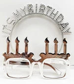 İt39s My Birthday Yazılı Taç Ve Mum Şekilli Gözlük Seti Gümüş Renk thumbnail 3