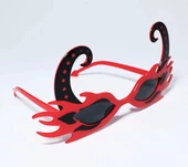 Siyah Boynuzlu Kırmızı Renk Alevli Parti Gözlüğü 21x10 Cm thumbnail 3