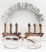 İt39s My Birthday Yazılı Taç Ve Mum Şekilli Gözlük Seti Gümüş Renk thumbnail 1