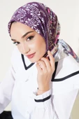 Etnik Çiçekli Soft Eşarp Beyaz thumbnail 1
