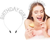 Kristal Taşlı Gümüş Birthday Girl Yazılı Doğum Günü Parti Tacı 19x11 Cm - 2