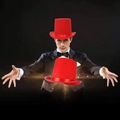Yetişkinler İçin Kırmızı Renk Ringmaster Sihirbaz Şapkası Fötr Şapka 15 Cm thumbnail 2