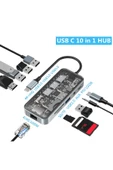 Type-c to usb PD 100Watt RJ45 Ethernet USB Çoklayıcı USB AUX Mikro Macbook Uyumlu All in 1 HC-87 - 3