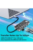 Type-c to usb PD 100Watt RJ45 Ethernet USB Çoklayıcı USB AUX Mikro Macbook Uyumlu All in 1 HC-87 - 4