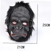 Lateks Goril Maskesi Maymun Maskesi Et Maskesi Orangutan Siyah Saçlı 4 No - 3