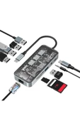 Type-c to usb PD 100Watt RJ45 Ethernet USB Çoklayıcı USB AUX Mikro Macbook Uyumlu All in 1 HC-87 - 1