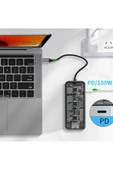 Type-c to usb PD 100Watt RJ45 Ethernet USB Çoklayıcı USB AUX Mikro Macbook Uyumlu All in 1 HC-87 - 5