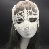 Beyaz Renk Dantel Kesim Dantel İşlemeli Balo Parti Maskesi 1 No thumbnail 4