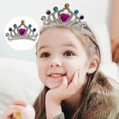 Gümüş Renk Taraklı Model Prenses Kraliçe Tacı 1 No 12x7 Cm thumbnail 1