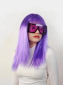Lila Renk Uzun Düz Parti Peruğu thumbnail 1