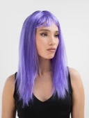 Lila Renk Uzun Düz Parti Peruğu thumbnail 3