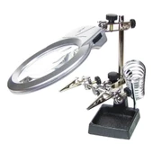 Ayarlanabilir Başlıklı Elektronikçi Yardım Lehim Standı Ile Ledli Büyüteç - 1