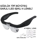 Şarjlı Gözlük Büyüteç 4 Farklı Lens 11537dc - 1