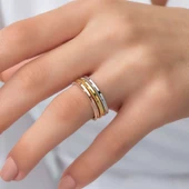 Gümüş 3 Renk Ajda Kadın Yüzük SL7352 thumbnail 9