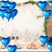 Metalize Parlak Mavi Kalp Şekilli Uçan Balon Folyo 18 İnç 45 Cm 25 Adet thumbnail 5