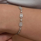 Gümüş Üçlü Baget Taşlı Kadın Bileklik  SL8971 thumbnail 3