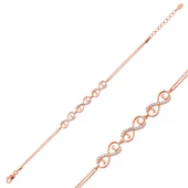 Gümüş Rose Üç Kalpli Sonsuzluk Bayan Bileklik SL1513 thumbnail 1