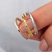 Gümüş 3 Renk Ajda Kadın Yüzük SL7352 thumbnail 12