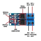 15A 400W Pwm Kontrollü Mosfet Anahtarlama Kartı Motor LED Selonoid thumbnail 6