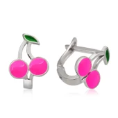 ​Gümüş Pembe Kiraz Çocuk Küpesi SL3577 - 1