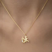 Gümüş Gold Tek Taşlı Uçak Kadın Kolye SL2044 thumbnail 7