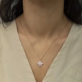 Gümüş Lila Taşlı Umut Çiçeği Kolye SL2395 - 3