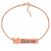 Gümüş Rose Kişiye Özel Kelebek İsimli Bayan Bileklik SL2720 thumbnail 2