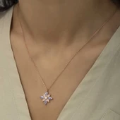 Gümüş Lila Taşlı Umut Çiçeği Kolye SL2395 - 2