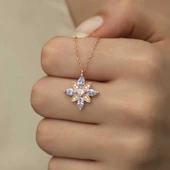 Gümüş Lila Taşlı Umut Çiçeği Kolye SL2395 - 6