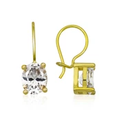 ​Gümüş Gold Sallantılı Oval Damla Küpe SL2339 - 1