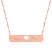 Gümüş Rose Kişiye Özel İsimli Çubuk Kalp Kolye SL2751 thumbnail 1