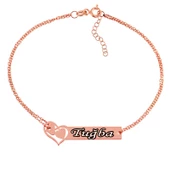 Gümüş Rose Birleşen Kalpler İsimli Bayan Bileklik SL2717 thumbnail 2