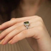 ​Gümüş Yeşil Baget Bayan Yüzük SL2616 thumbnail 4