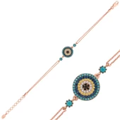 Gümüş Rose Nazar Bayan Bileklik  SL2971 - 1