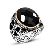 Gümüş Siyah Zirkon Taşlı Erkek Yüzük  SL3083 thumbnail 2