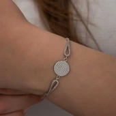 Gümüş Zirkon Taşlı Daire Bileklik SL3150 thumbnail 3