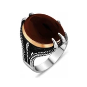 Gümüş Akik Taşlı Kartal Pençesi Erkek Yüzük  SL3061 thumbnail 1