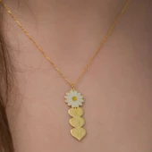 ​Gümüş Gold Kişiye Özel Kalpli Papatya Kolye SL2850 thumbnail 3