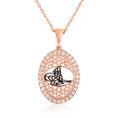 Gümüş Rose Osmanlı Tuğralı Bayan Kolye SL2822 - 1