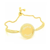 Gümüş Gold İsimli Kişiye Özel Taşlı Bayan Bileklik SL3090 - 1