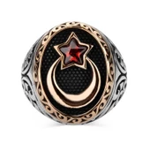 Gümüş Ay Yıldız Erkek Yüzük  SL3107 thumbnail 2