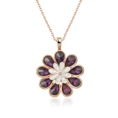 Gümüş Rose Erguvan Çiçeği Kolye SL2837 thumbnail 1