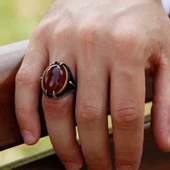 Gümüş Akik Taşlı Kartal Pençesi Erkek Yüzük  SL3061 thumbnail 2