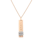 Gümüş Rose Yonca Desenli Plaka Kolye SL3155 thumbnail 2