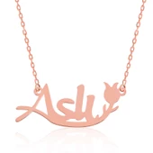 Gümüş Rose Kişiye Özel Lale Desenli İsimli Bayan Kolye SL2762 thumbnail 2