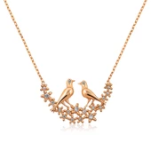 Gümüş Rose Çifte Kumrular Bayan Kolye SL3133 thumbnail 2