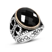 Gümüş Siyah Zirkon Taşlı Erkek Yüzük  SL3083 thumbnail 1